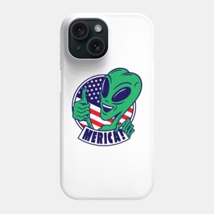 Alien with american flag Phone Case