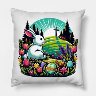 Tranquil Easter Dawn Bunny Pillow