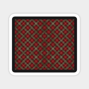 Pretty Simple Check Pattern Stripes Dark Red Shades of Gold Magnet