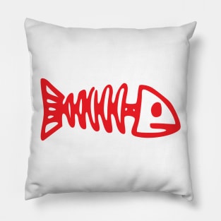 Red Fish Skeleton Pillow