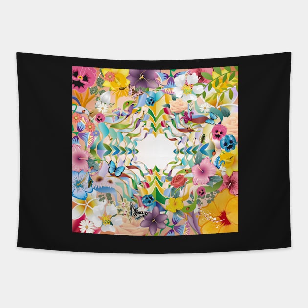 Kaleidoscopic spring flowers bouquet Tapestry by Kisho