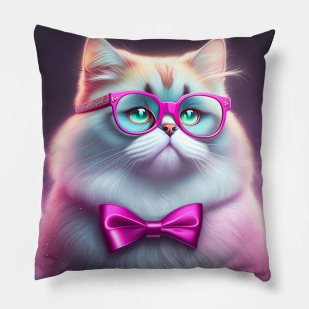 Glowy Persian Cat Pillow by Enchanted Reverie