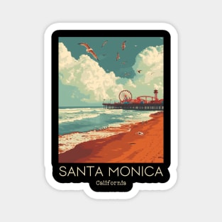 A Vintage Travel Illustration of Santa Monica - California - US Magnet