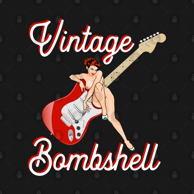 Classic Mid Century Pin-Up Girl and Electric Guitar - Vintage Bombshell by Vector Deluxe