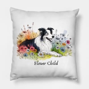 Flower Child - Border Collie Pillow