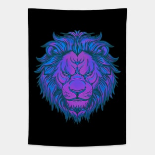 Violet blue and purple lion head Tapestry