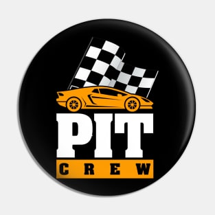 'Pit Crew Checkered Flag' Cool Car Racing Gift Pin