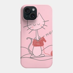 Pink Knitting Cat - Soft Pink Phone Case