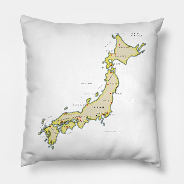 Japan map Pillow by nickemporium1