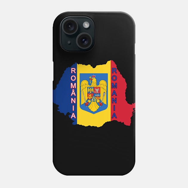 Romania flag & map Phone Case by Travellers