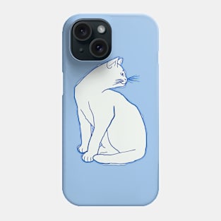 Cat Sitting On A Blue Background Phone Case