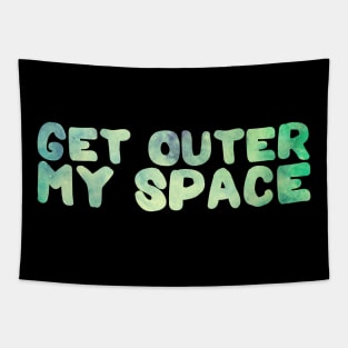 Green Galaxy Get Outer My Space Typography Tapestry