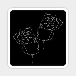 One line Girls with Roses Magnet