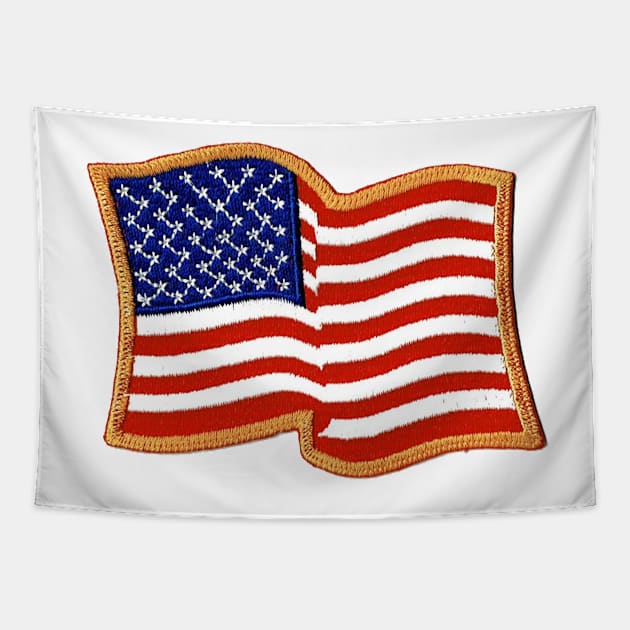 Embroidery American Flag Sticker Tapestry by anacarminda