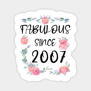 Women 14 Years Old Fabulous Since 2007 Flowers Magnet