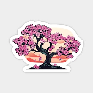 Cherry Blossom Tree Sunset - Anime Shirt Magnet