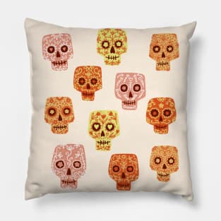 Dia de los Muertos Mexican Decorated Skull Art Pillow