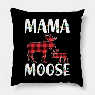 Red Plaid Mama Moose Matching Family Pajama Christmas Gift Pillow