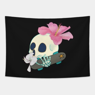 Cuban Flowers - skull Tapestry