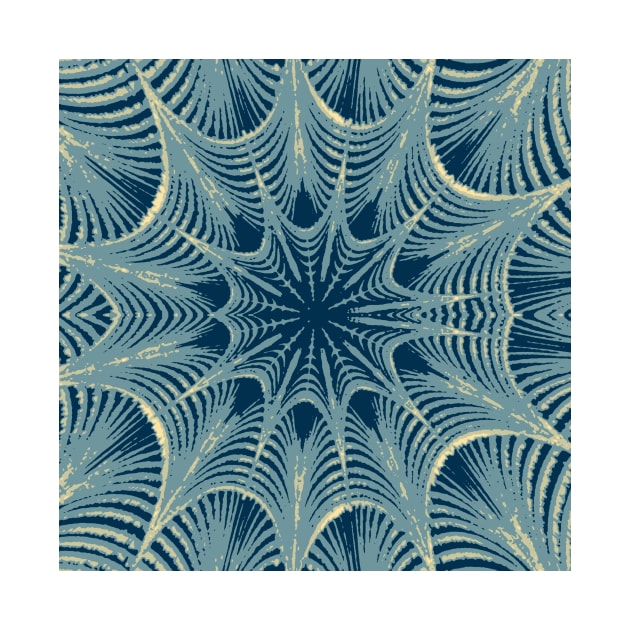 Blue 3D Abstract Spiderweb Creepy Goth Print by Moon Art