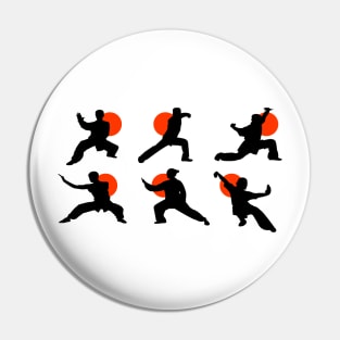 Wushu Poses Art Silhouettes Pin