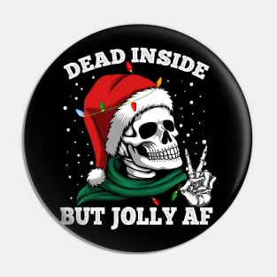 Dead Inside But Jolly Af Skull Santa Skeleton Pin