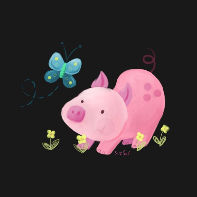 Pig and Butterfly by suesaf