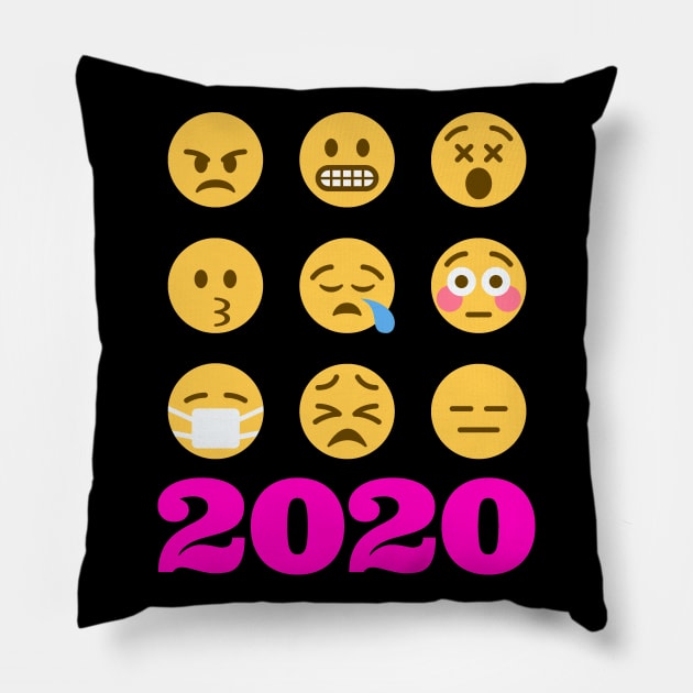 Funny Smiley Expressions Of 2020 Review Pillow by mikels