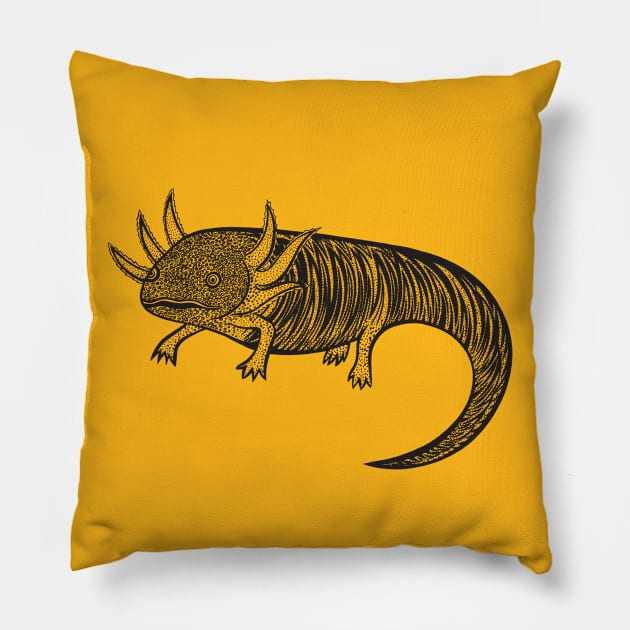 Axolotl - hand drawn animal lovers design Pillow by Green Paladin