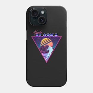 Retro Vaporwave Ski Mountain | Alyeska Alaska | Shirts, Stickers, and More! Phone Case