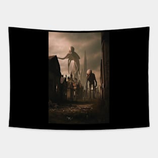 Aliens visit Earth . Tapestry