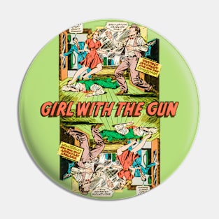 Thrilling Blonde Girl Detective Gun 1948 Retro Vintage Comic Book Pin