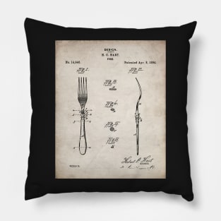 Kitchen Fork Patent - Chef Cook Country Farmhouse Art - Antique Pillow