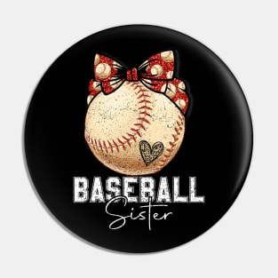 Vintage baseball sister with bow Pin