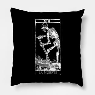 Death La Muerte XIII Vintage Tarot Design Pillow