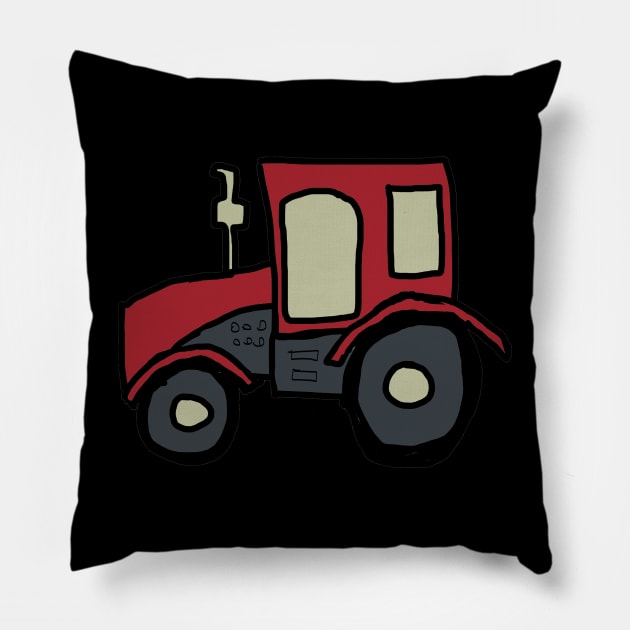 Red Farm Tractor Pillow by Mark Ewbie