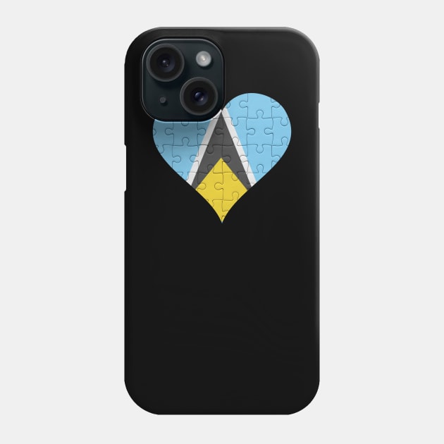 St Lucian Jigsaw Puzzle Heart Design - Gift for St Lucian With St Lucia Roots Phone Case by Country Flags