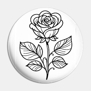 Simple Black And White Rose Pin