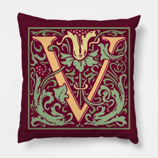 William Morris Vintage Letter V Pillow