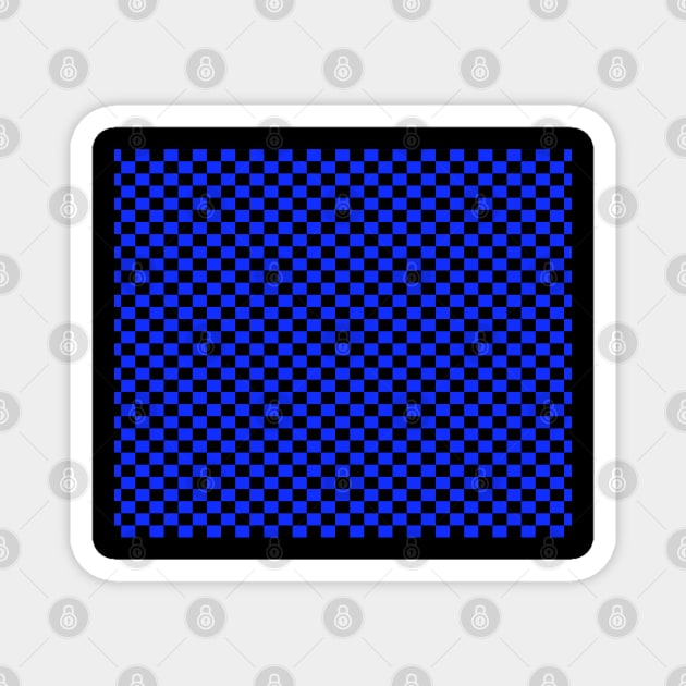 checkered Blue And Black Magnet by DragonTees