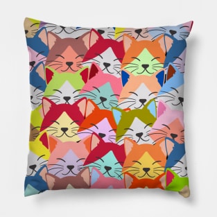 A lot of Colorful Cats | Kitten Pet Repeated Pattern Gift for Cat Owner Pillow