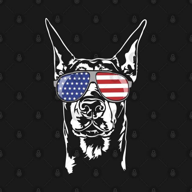 Doberman Pinscher American Flag sunglasses patriotic dog by wilsigns