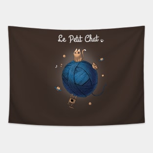 Le Petit Chat - Cute Kitty Parody - Cat in a Box Tapestry