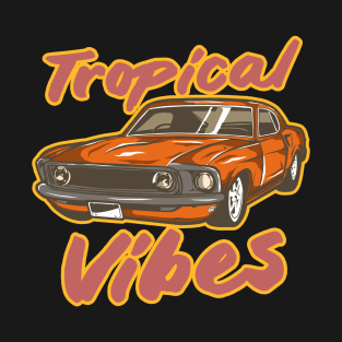 Tropical Vibes Vintage Car Artwork T-Shirt