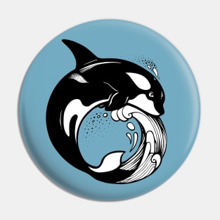 Orca Whale on the wave Pin