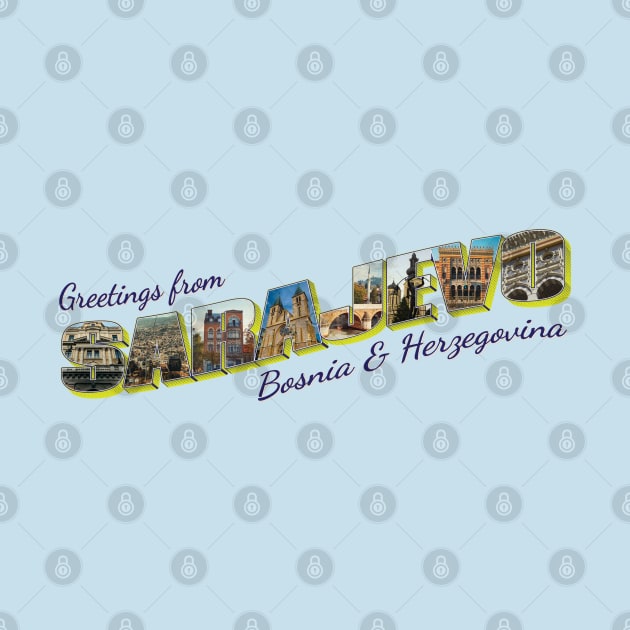 Greetings from Sarajevo in Bosnia and Herzegovina Vintage style retro souvenir by DesignerPropo