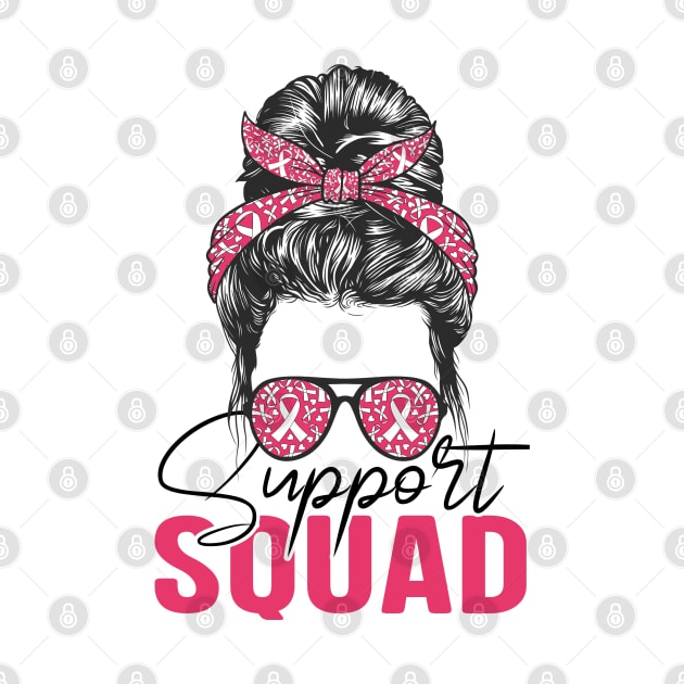 Messy Bun Support Squad Breast Cancer Awareness by Charaf Eddine