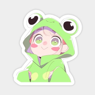 Anime Girl Wearing Frog Jacket Magnet