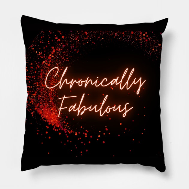 Spoonies are Chronically Fabulous (Red Glitter) Pillow by elizabethtruedesigns