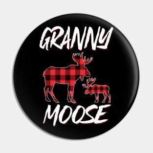 Red Plaid Granny Moose Matching Family Pajama Christmas Gift Pin